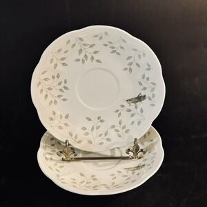 (2) Lenox Butterfly Meadow 6" Tea Cup Saucer Grasshopper Discontinued